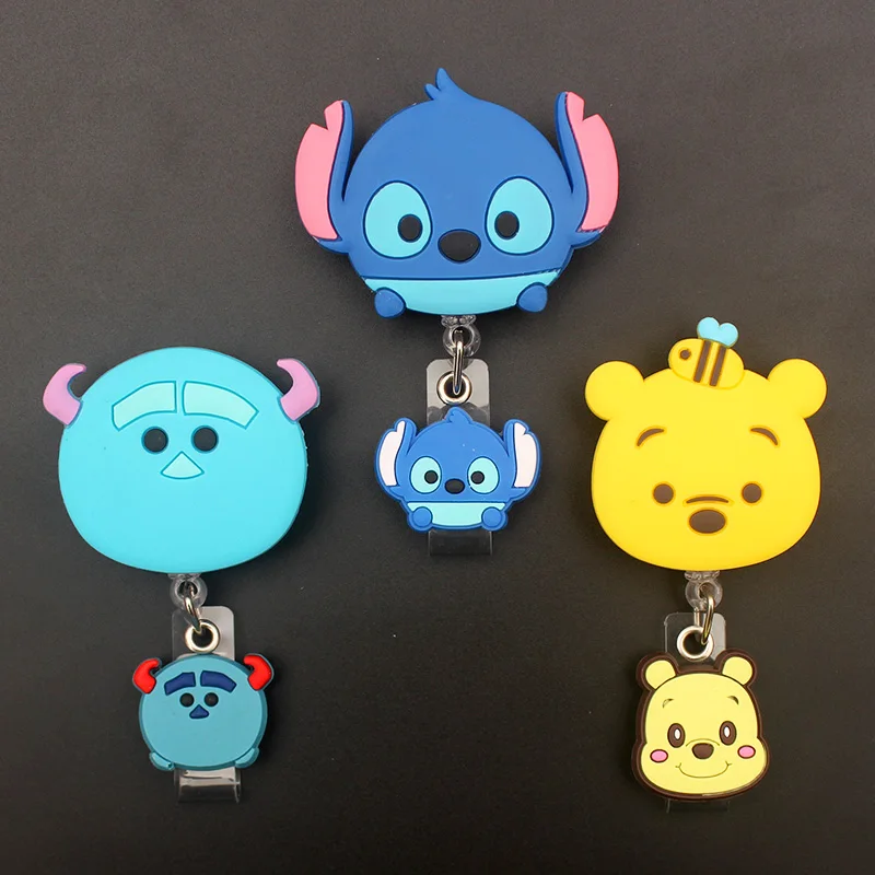 만화 큰 스티치 곰 개폐식 배지 릴, 간호사 의사 카드홀더 사무실 병원 명함 용품 