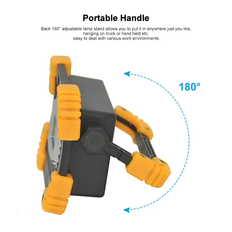 LED Flood Light Worklight Projector Reflector COB Work Light Spotlight Outdoor Camping Emergency Light 10W 18650 USB Cable portable camping light work lamp