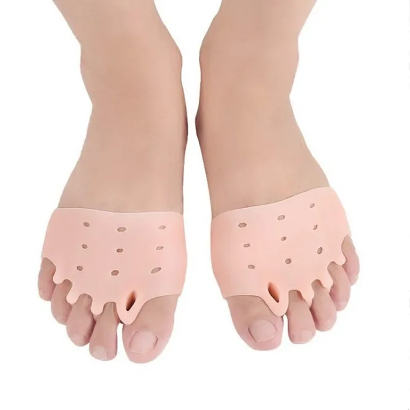 2Pcs/Pair Silicone Comfortable Toe Braces 5-holes Toe Separators Hallux Valgus Straightener Orthodontic Foot BracesFoot Care