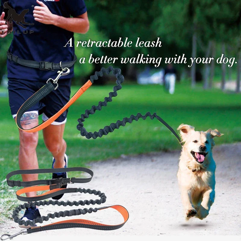 

Running Dog Leashes,Reflective Elasticity Hands Free Pet Dog Collar Leashes with Adjustable Waist Rope For Dog Walking Jogging