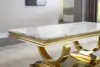 Modern Marble Coffee Table, Rectangular White and Gold Marble Tea Table for Living Room (Gold) 3