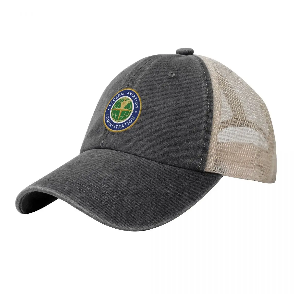 

Federal Aviation Administration Logo Cowboy Mesh Baseball Cap Brand Man cap Hat Beach black Cosplay Hats For Men Women's