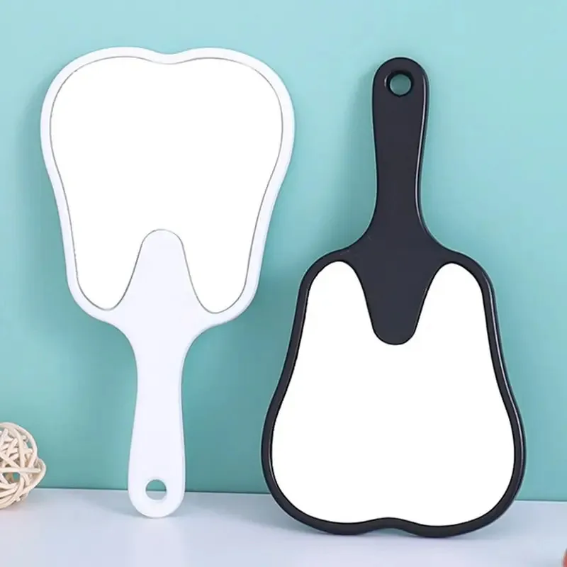 Tooth Shaped Handheld Mirror Cute Makeup Mirror Hand Held Dental Mirrors With Handle High Definition Makeup Hand makeup mirror