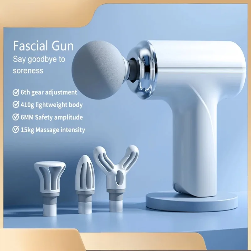 مسدس تدليك الاهتزاز القابل لإعادة الشحن اللاسلكي لاسترخاء العضلات مدلك صغير احترافي للياقة البدنية مسدس فآسيا كهربائي محمول