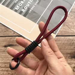 Elegant Metal Keychain Phone Charm - Short Style Lanyard Wrist Strap Bracelet, Portable and Anti - Lost Solution (Wine red)