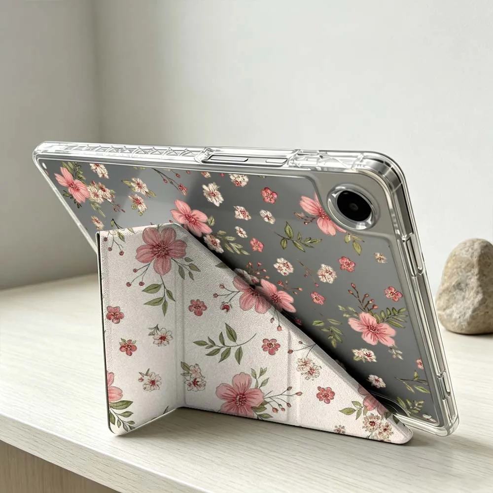 Elegant Floral Pattern Foldable Tablet Case - Soft and Stylish Design