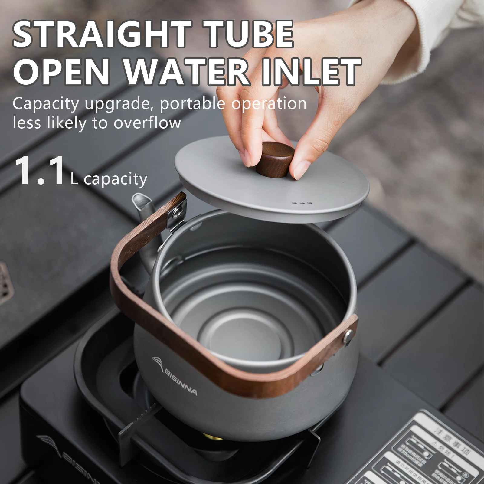 1.1L Camping Water Kettle Lightweight Portable Aluminum Alloy Teapot Outdoor Tourism Picnic Hiking Cookware camping cookware,camping cookware set,coffee and tea kettle