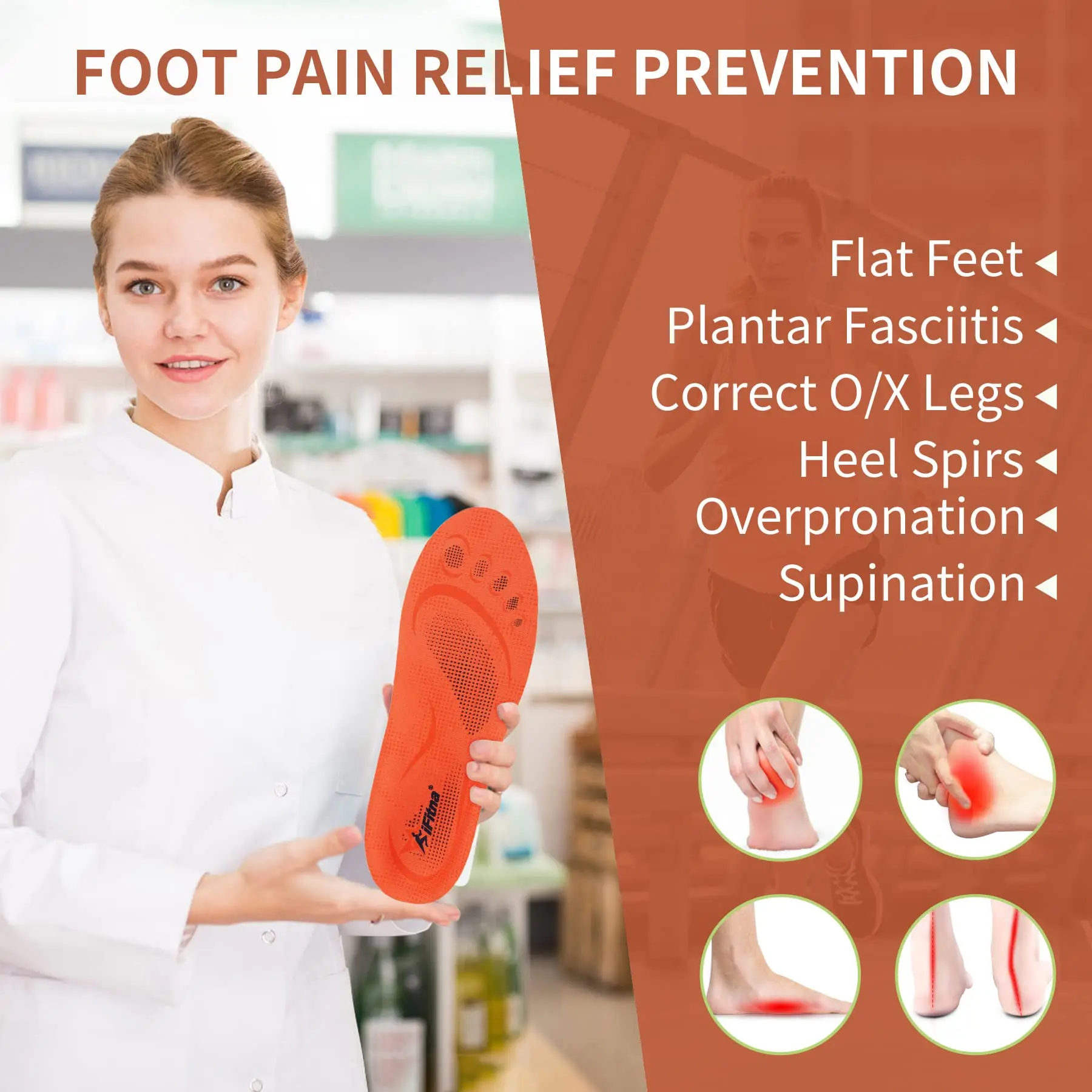 Plantar Fasciitis Flat Feet Orthopedic Insole Pain Relief Arch Support Insoles Men Women Absorb Shock Work Boot Inserts