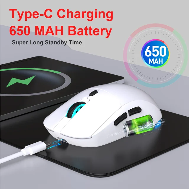 Rechargeable 2.4G USB Wireless Mouse  Adjustable 3600dpi 7 Colors RGB Comfortable Mice for Home Office Laptop Computer Gamer 4