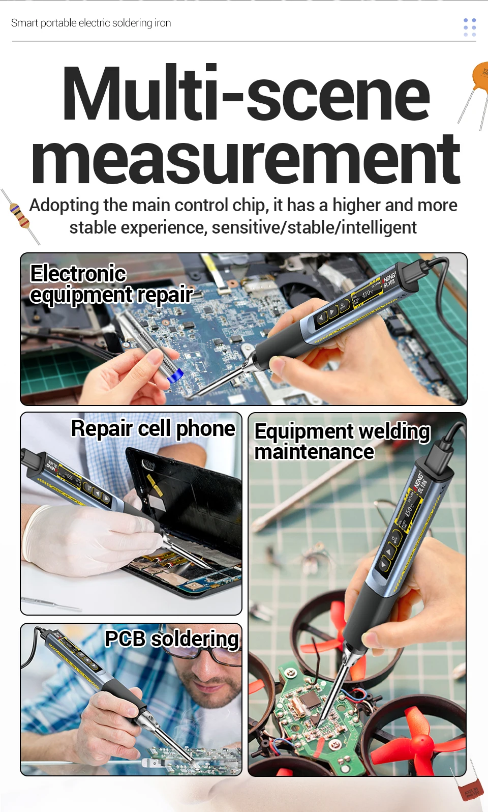 Kit de Ferro de Soldar Elétrico ANENG SL108 Vista 2
