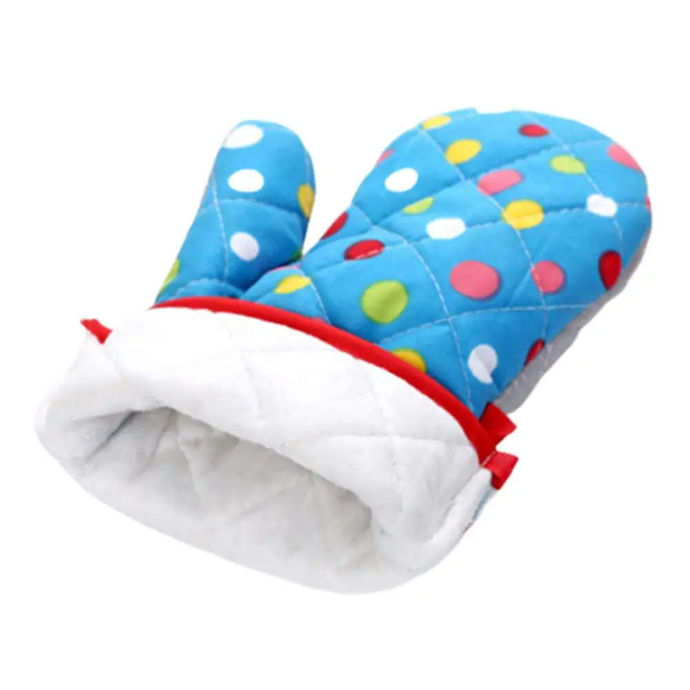1Pc Mitten Microwave Oven Glove Cotton Insulated Baking Heat Resistant Gloves Oven Mitts Terylene Non-slip Cute Kitchen Tool