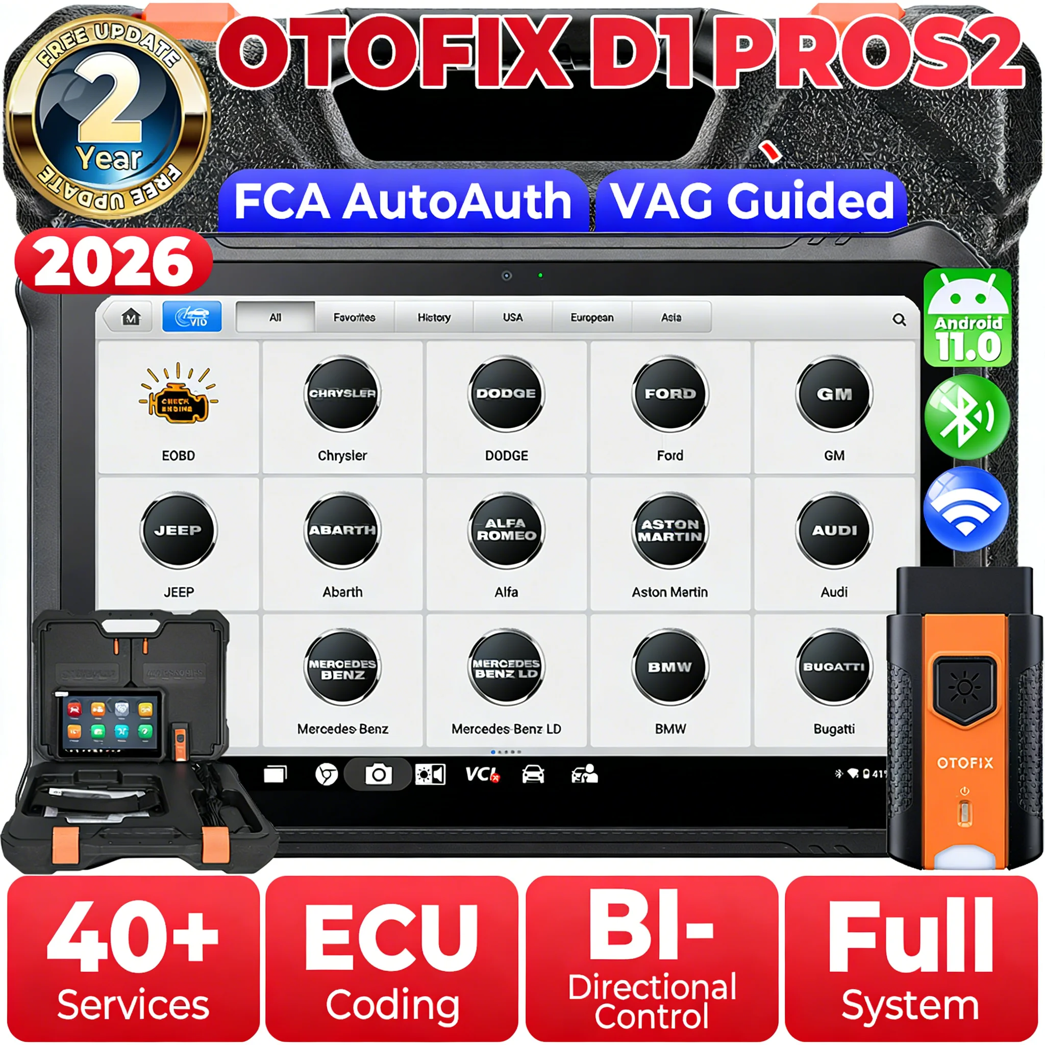 Escáner de Diagnóstico Otofix D1 PROS2, Escáner de Sistema Completo D1 PROS, Herramienta de Escaneo Bidireccional, Actualización Guiada por VAG del D1 PRO
