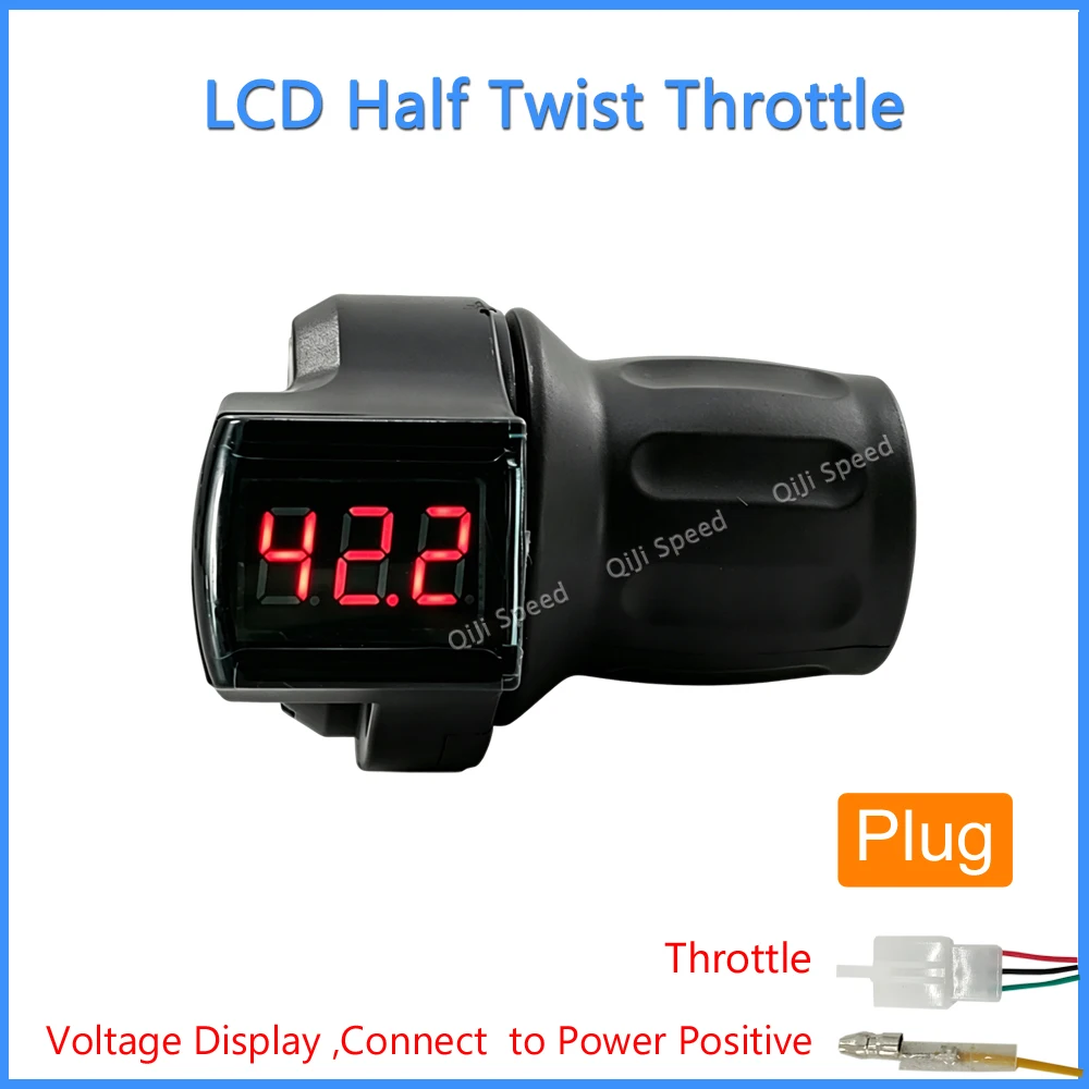 전기자전거 하프 트위스트 스로틀 그립, 레드 LCD 디스플레이, DC 0.8V-4.2V, 24V 36V 48V 60V 72V, 전기자전거 및 전기스쿠터용 22mm 핸들바 호환