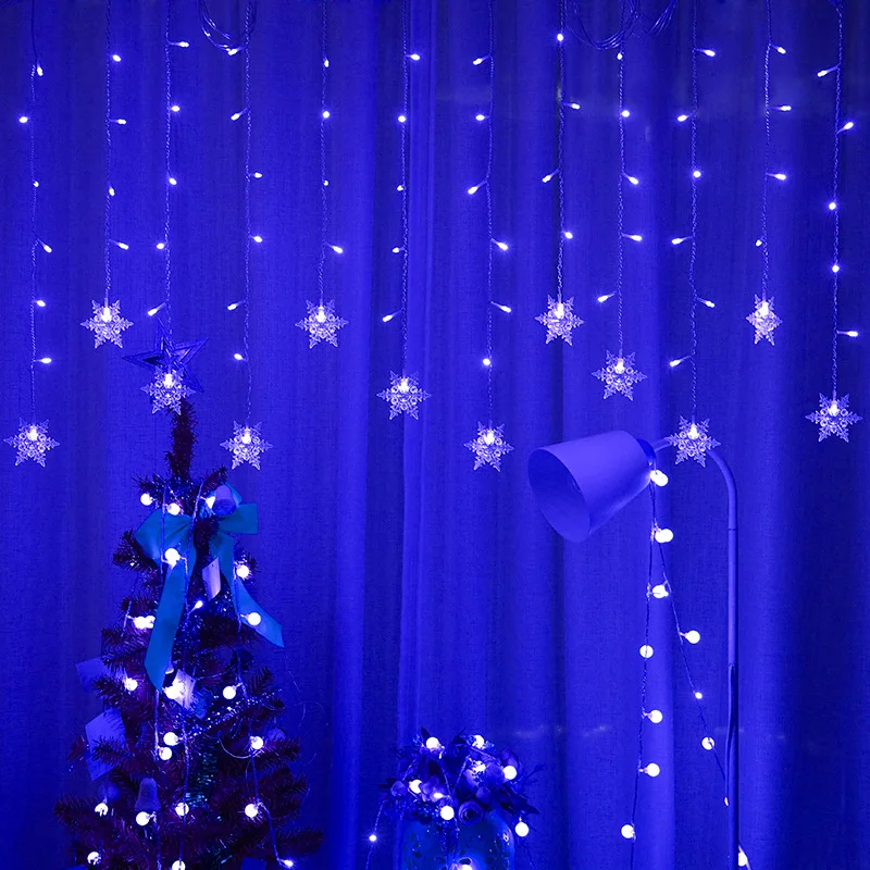 3.5M Christmas Snowflake LED String Lights Curtain Lights With EU/UK Plug Holiday Party Can Be Connected To Wave Fairy christmas decorations