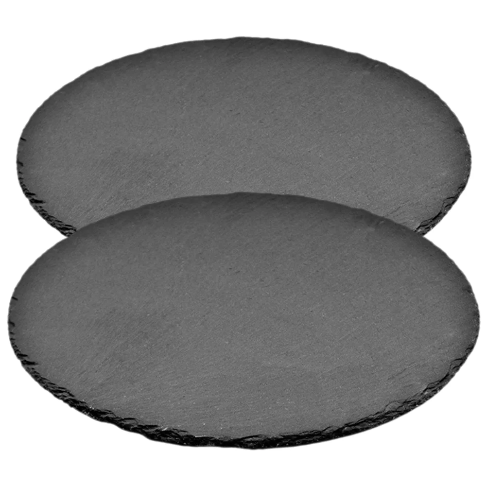 2Pcs Round Natural Plate For Smooth Surface Steak Pizza Sushi Tray Dinner Board Charcuterie Serving Trays Cutlery
