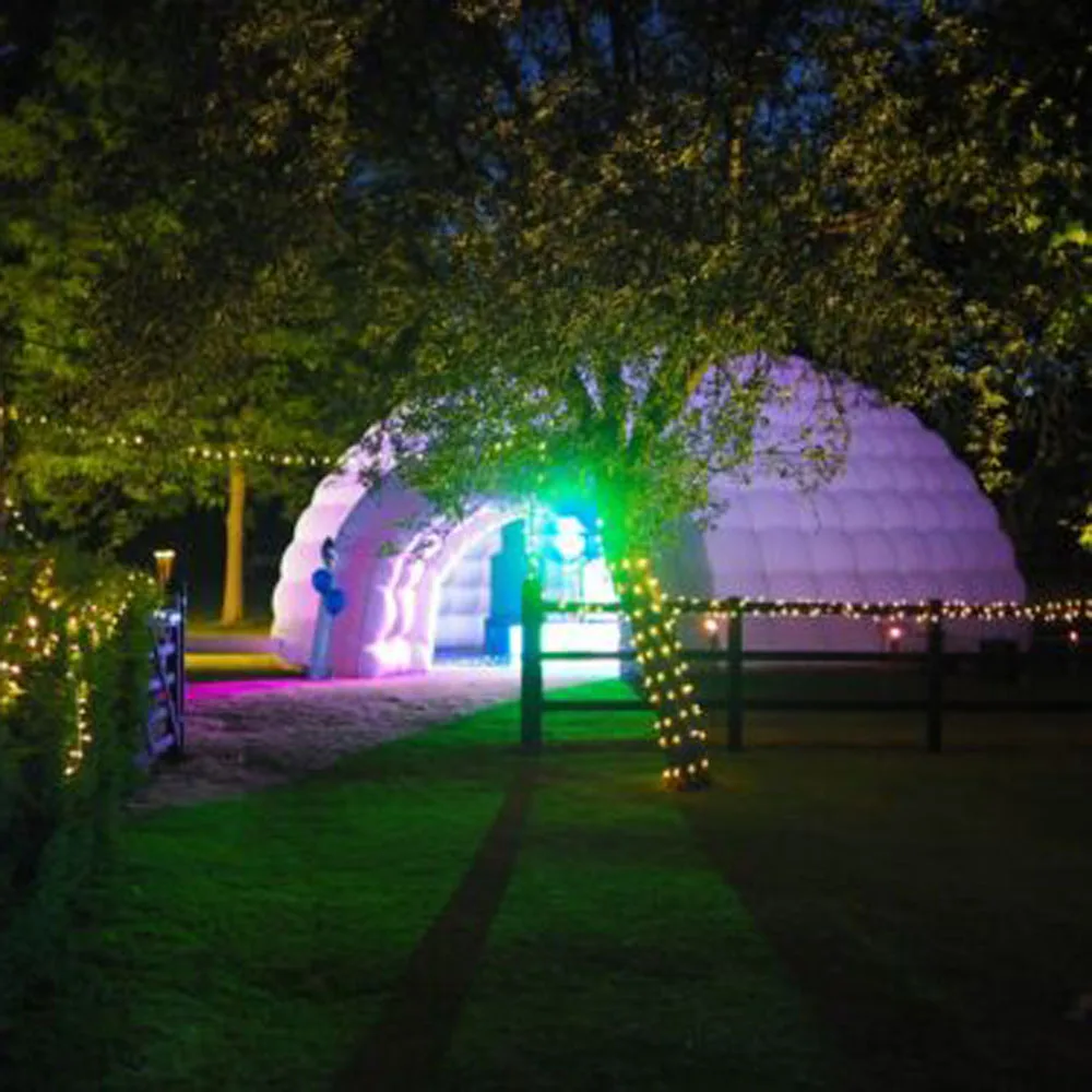 10m 80persons Striking Oxford Outdoor Inflatable Dome Tent With Led Strips Disco Igloo Party Wedding House Air Marquee For Event 5