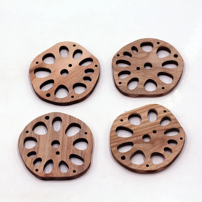 100 Teile/los Ebenholz Sandelholz Tischset Kreative Lotus Wurzel Scheibe Untersetzer Isolierung Pad Kung Fu Tee Untersetzer Hause Küche Tischset – Detail 3