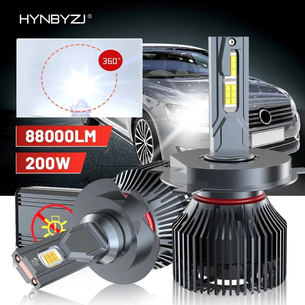 Hynbyzj Car Lights Canbus H4 Led H7 88000lm H11 Led Lamp For Car ...