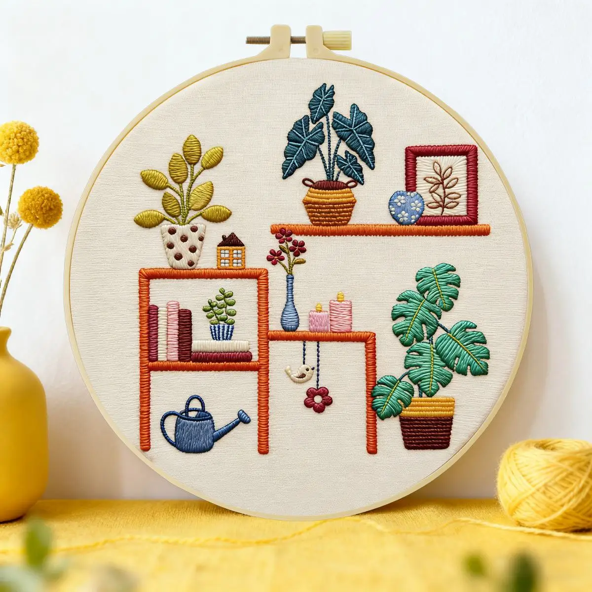1 Stück 20X20CM/15X15CM 7,87/6,3 Zoll Regal-Stickerei-Starter-Kit DIY-Kit DIY-Stickerei-Set Handarbeiten Malerei