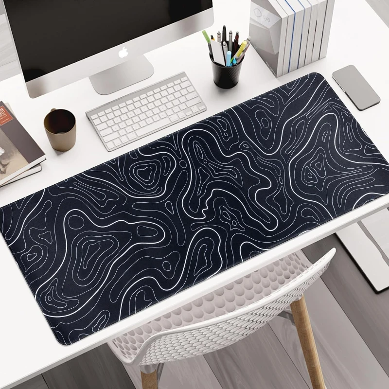 Large gaming mouse pad for desk white topographic mouse pad for gaming office pads keyboard desk computer mouse pad