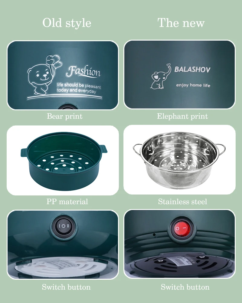 1.8L Electric Multicooker Non-Stick Single/Double Layer Pots Home Dormitory Multi-function Cooking Machine