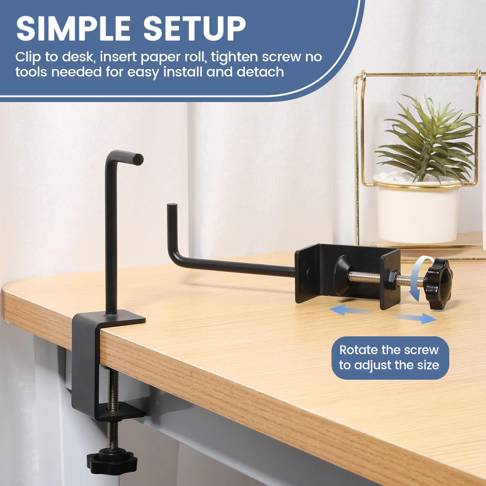 Paper Roll Holder Metal Adjustable Craft Paper Roll Holder Tabletop Dispenser Clip On Desk Paper Roll Dispenser for Dining Table