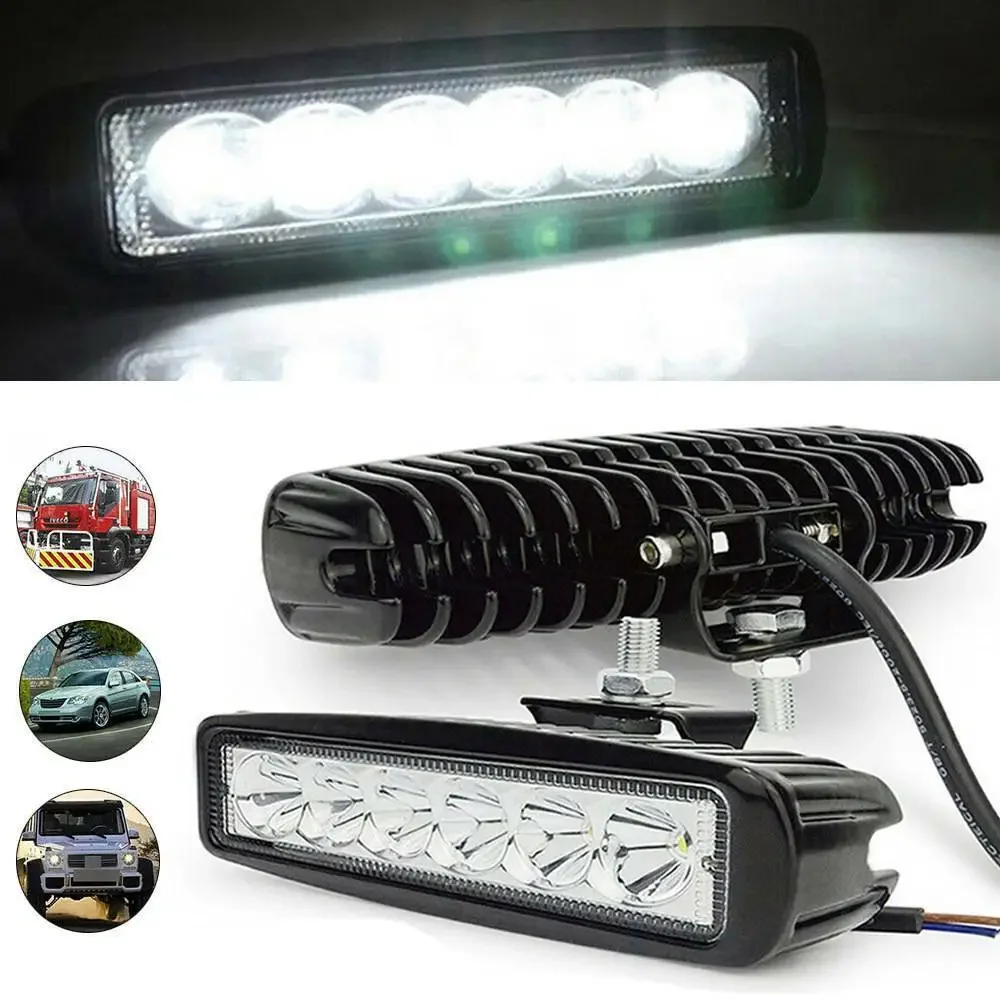 Work Light 2PCS 18w 6 LED Car Work Light DRL Spotlight High Bright Waterproof Auto Offroad SUV Truck Headlights Driving Lamp 12V 24V 6000K