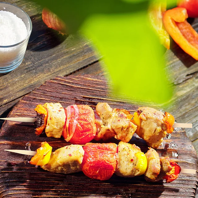 100 Db Grillező Jel Grill Botok Grillálva A Nyársokat Ravaszító Fa Bbq Bamboo Kabob - Image 5