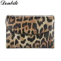 Doubili Leather leopard print wallet, fashionable women's wallet, three fold card bag, zero wallet 2