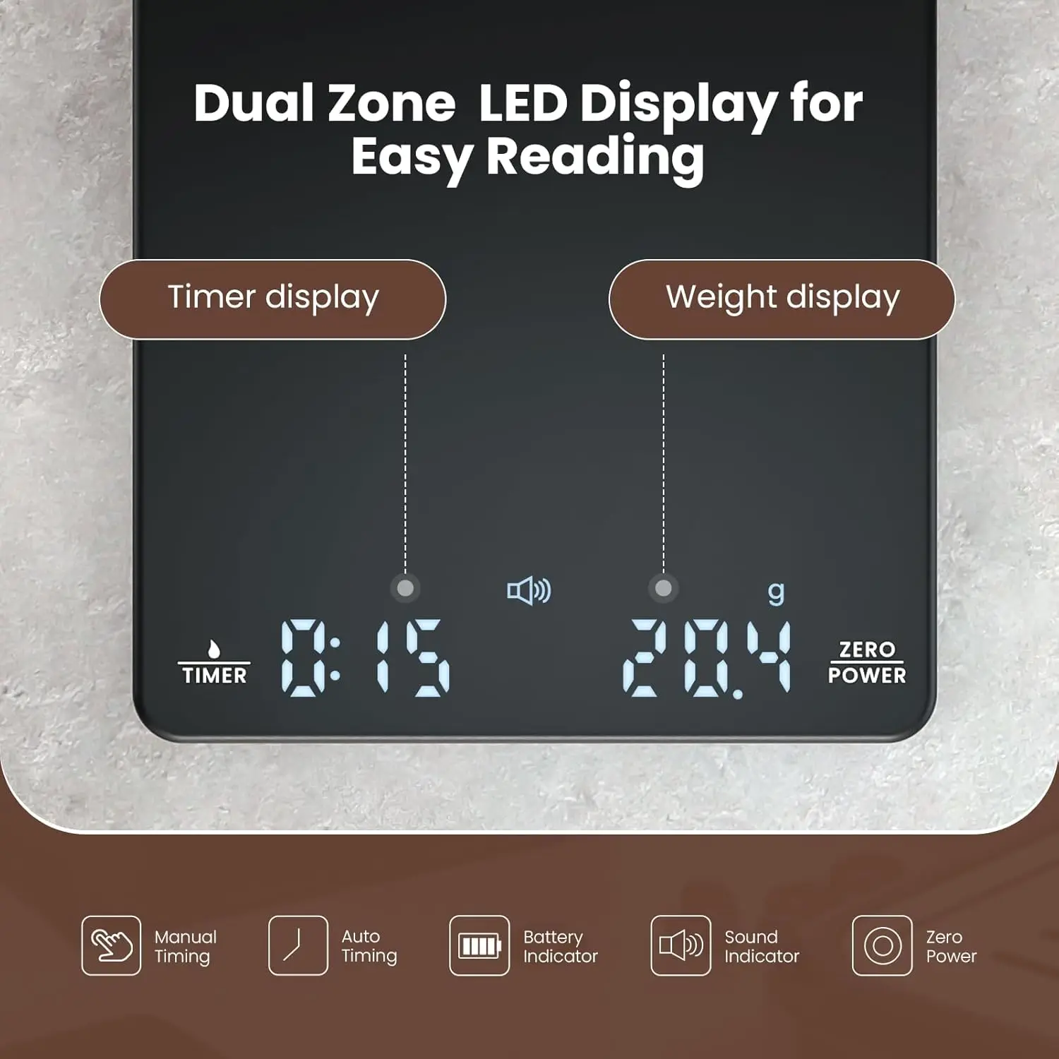 ميزان رقمي دقيق للقهوة مع مؤقت USB