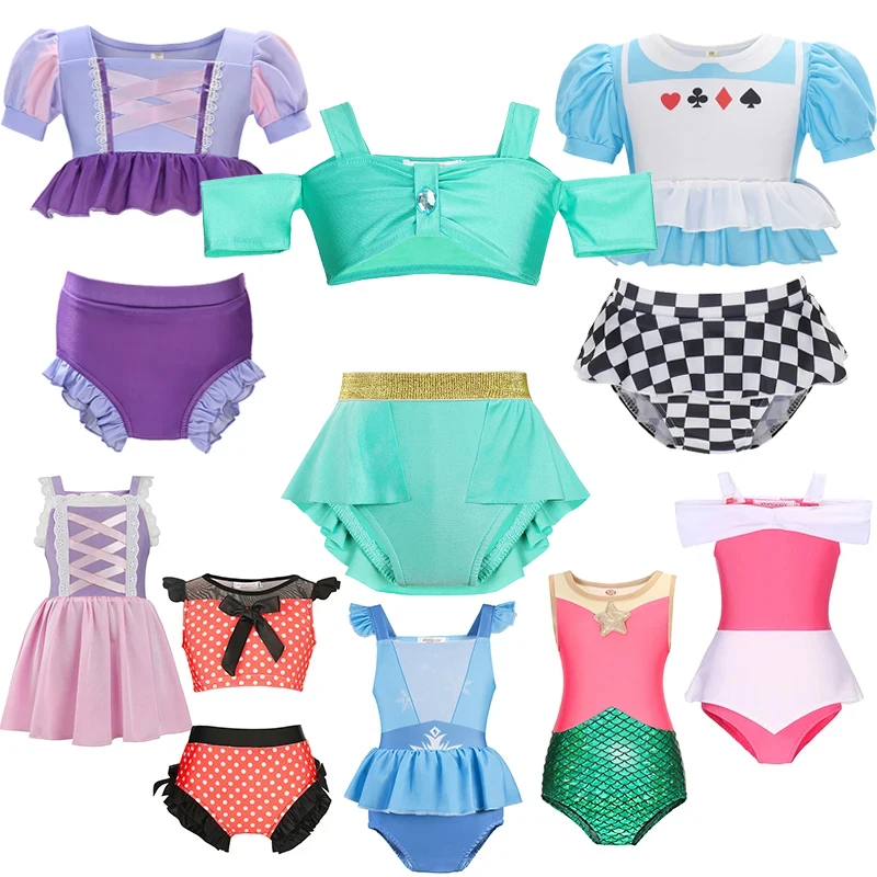 

Summer Girls Elsa Belle Swimwear Children Princess Bikini Swimming Clothing Snow White Kids Pool Party Beachwear Anna Swimsuits