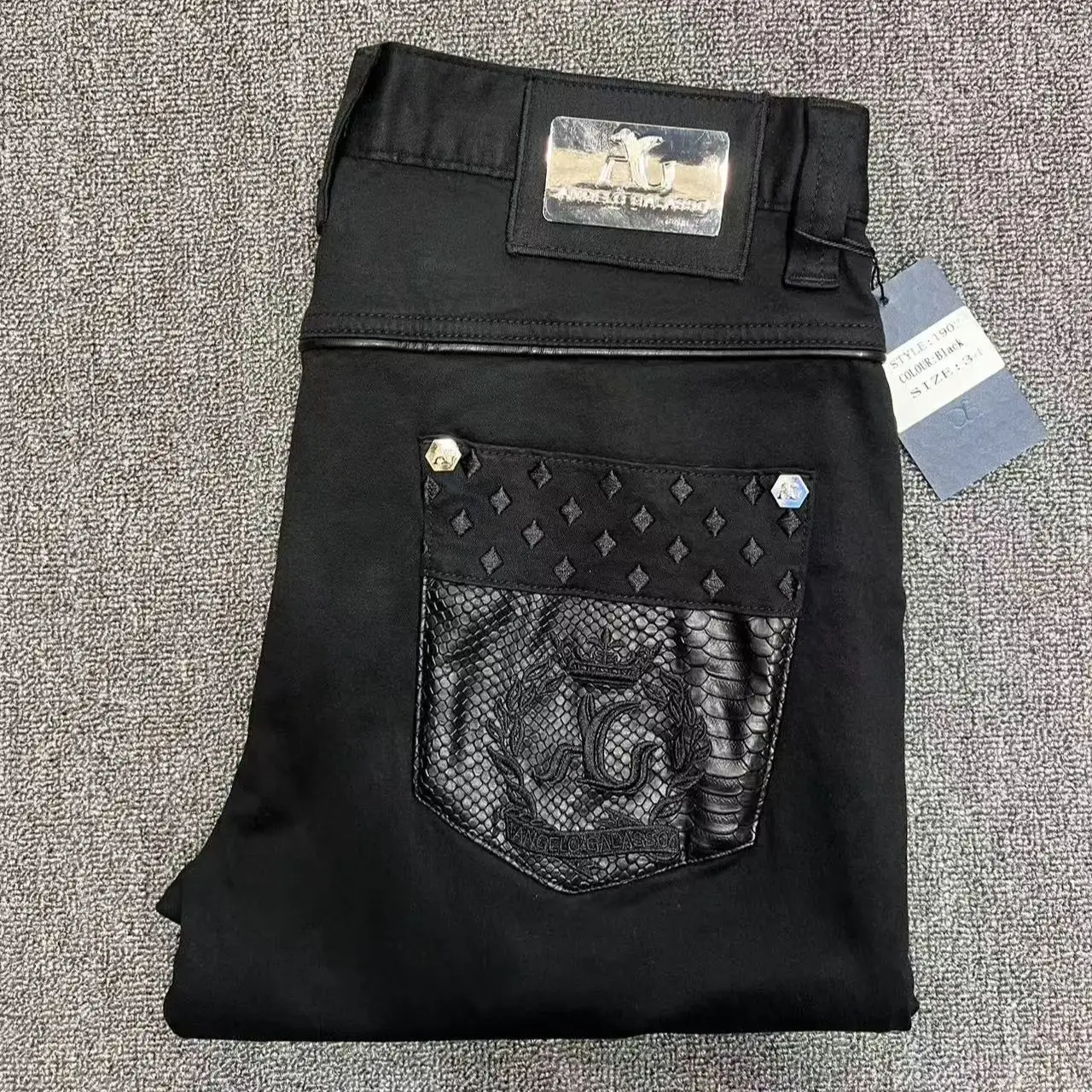 BILLIONAIRE Jeans cotton men 2024-2025 Autumn winter new thick commerce Business elasticity brief designed gentlemansize 32-42 3