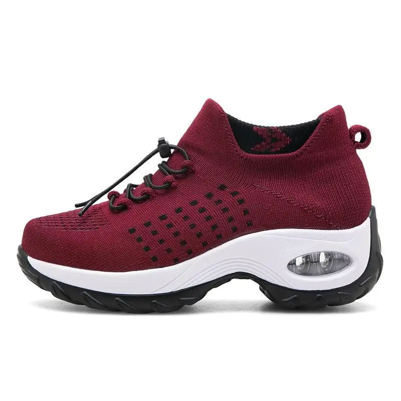 Sneakers Womens Air Cushion Athletic Walking Shoes Breathable Sport Lace Up Hight Platform Casual Shoes
