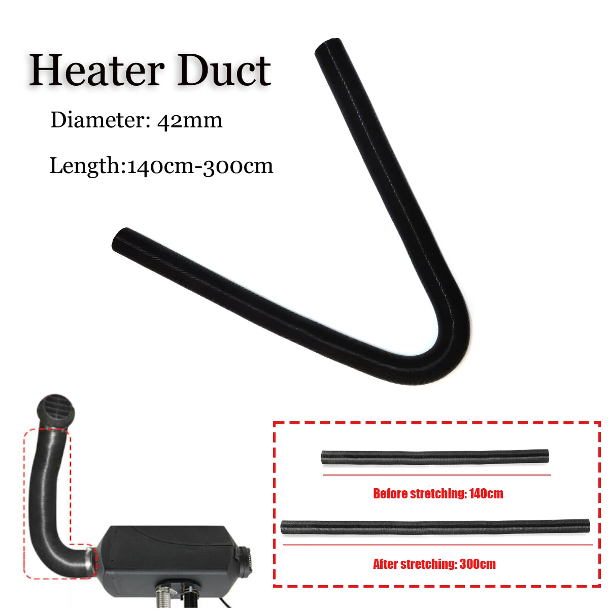 Heater Duct Pipe 42mm 300cm Hot Cold Air Heater Ducting Aluminum Foil for Webasto Eberspacher Air Diesel Parking