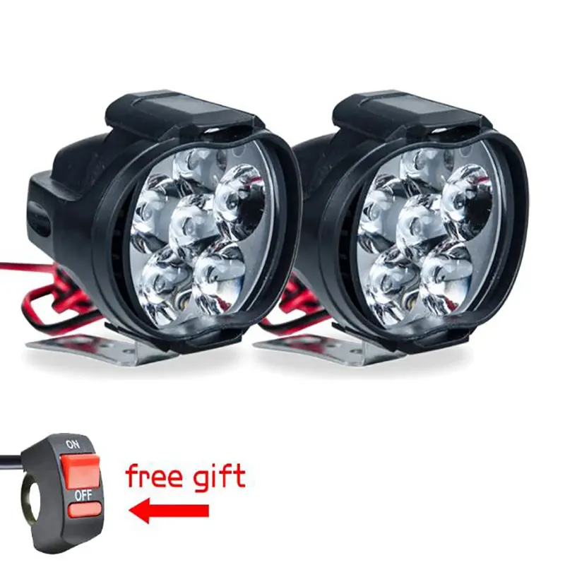 6LED 12V Motorcycle Headlights White Super Bright Working Front Light 1500LM LED Scooters Spotlight Motorbike Fog Lamp led spotlight