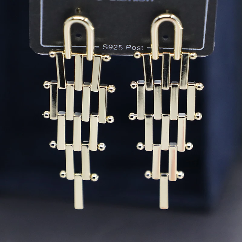 

Bilincolor Geometric Mesh Metal Earrings for Women