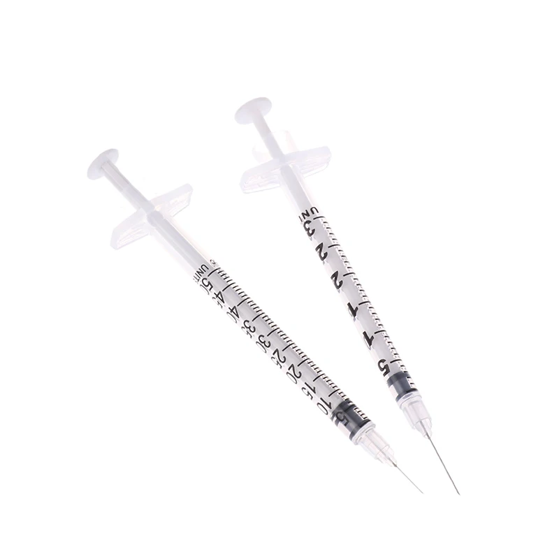 5Pcs 0,3/0,5/1ML Einweg Kunststoff Veterinär Spritze Orange Kappe Sterile Insulin Spritze Mit Nadeln für Pet Farm Tier – Detail 8