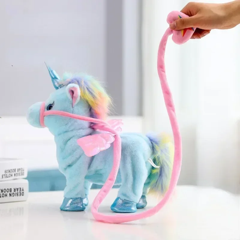 Unicorn Leash Angel Horse Action Figure Walking Singing Electric Plush Toy 2