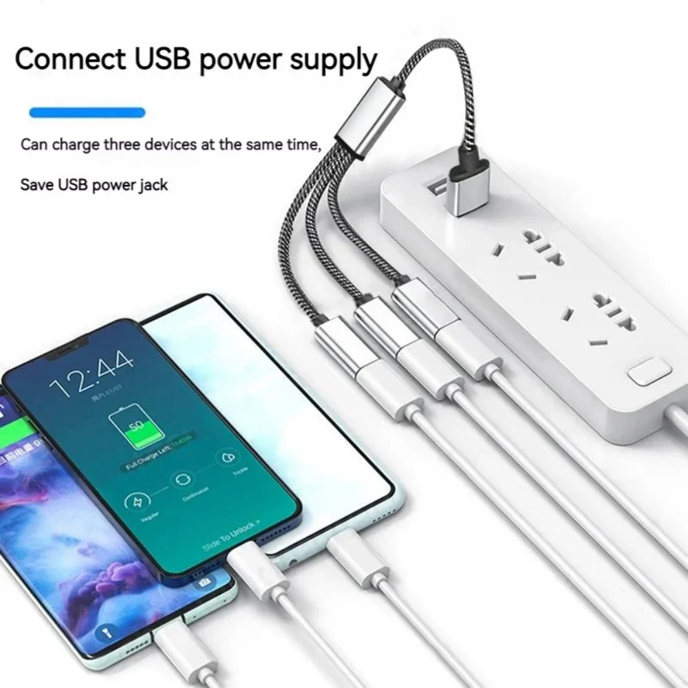 3 in 1 Type C Male To Double USB C Female Splitter Portable USB Y Splitter Cable Type C Hub For U Disk Gaming Handle PD Devices