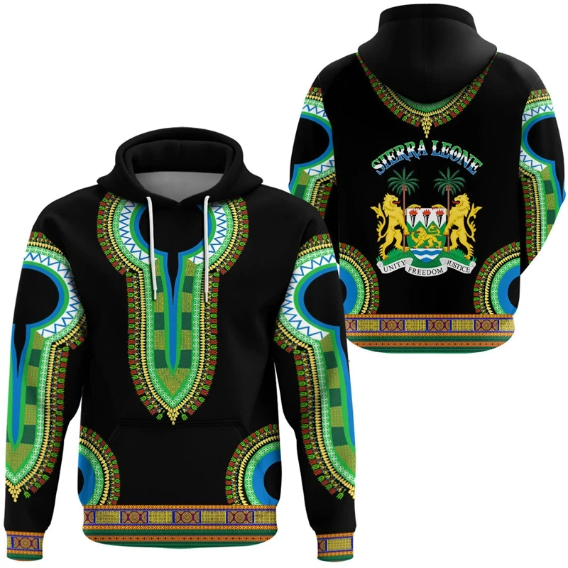 thumbnail image 1 of Sudadera con capucha unisex de manga larga con estampado 3D de la bandera nacional de Sierra Leona, informal, de calle, de gran tamaño, para primavera, 1 of 5