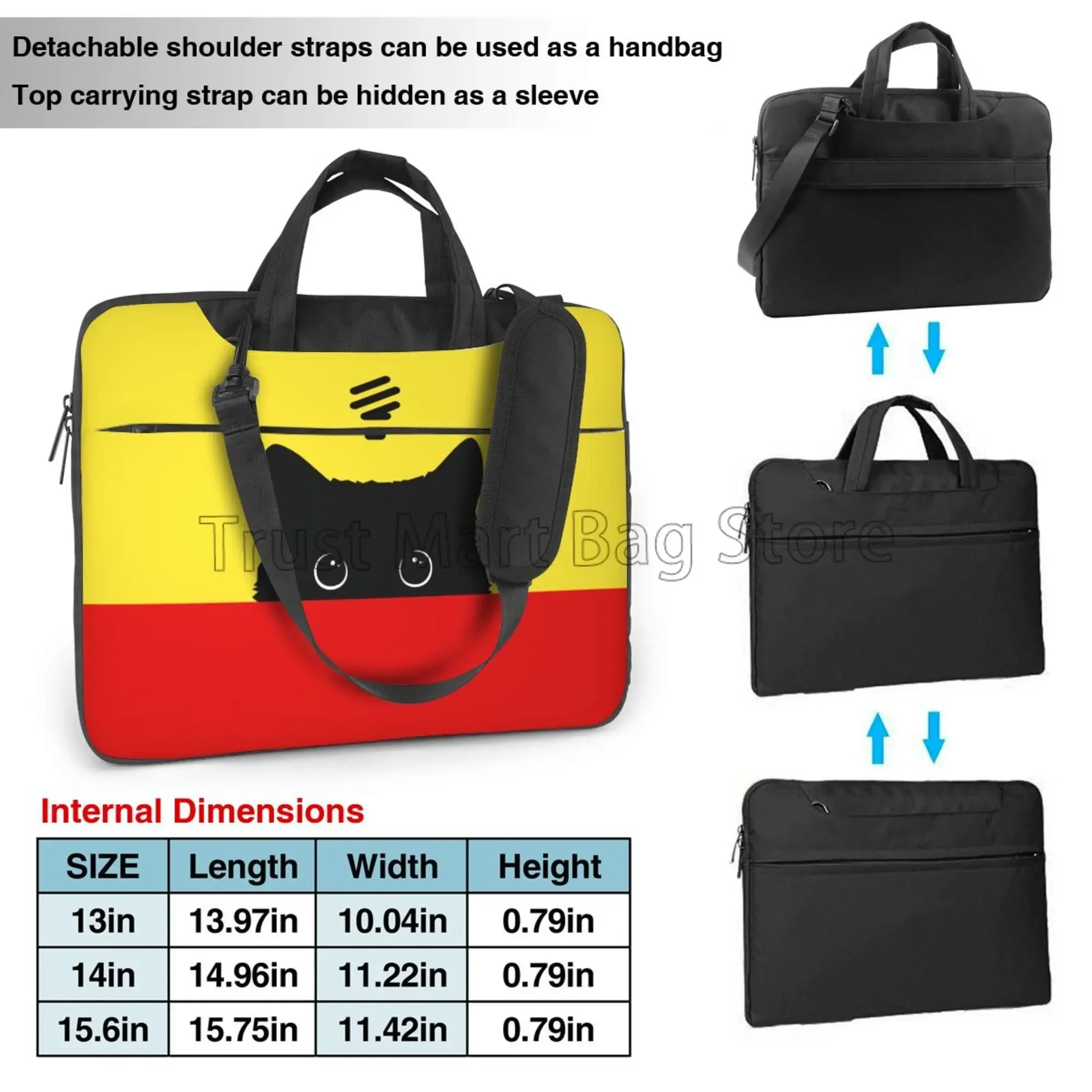 Cute Cat Head Print Laptop Case Bag Carrying Case Computer PC Cover Pouch with Handle Fits 13/14/15.6 Inch Laptop Notebook