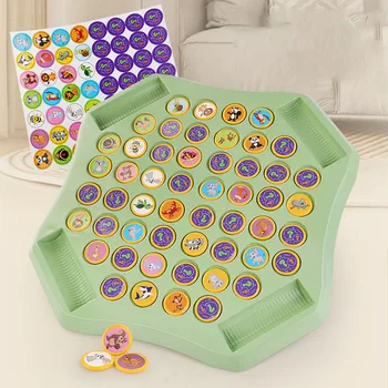 Kids Battle Chess Educational Memory Challenge Toy Focus Training Cognitive Learning Fun Animal Flip Chess Parent-child Game Toy 1