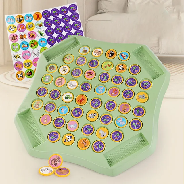 Kids Battle Chess Educational Memory Challenge Toy Focus Training Cognitive Learning Fun Animal Flip Chess Parent-child Game Toy 1