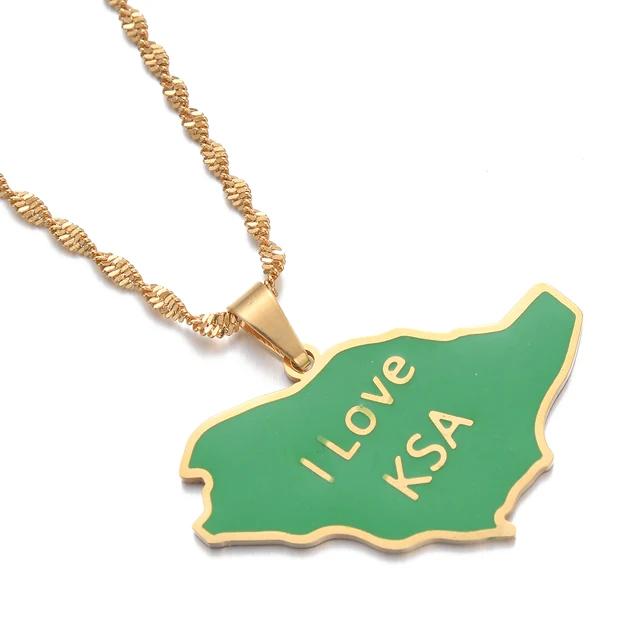 SAUDI ARABIA Necklace 18K Gold Plated Map of Saudia Arabia -  Canada