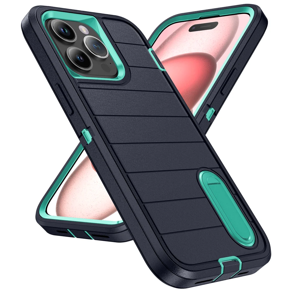 Nouvelle coque de protection hybride 3 en 1 pour iPhone 16 15 Pro Max 14 Plus 13 12 11 avec béquille Funda 15Pro 14Pro 13Pro_voghion.com