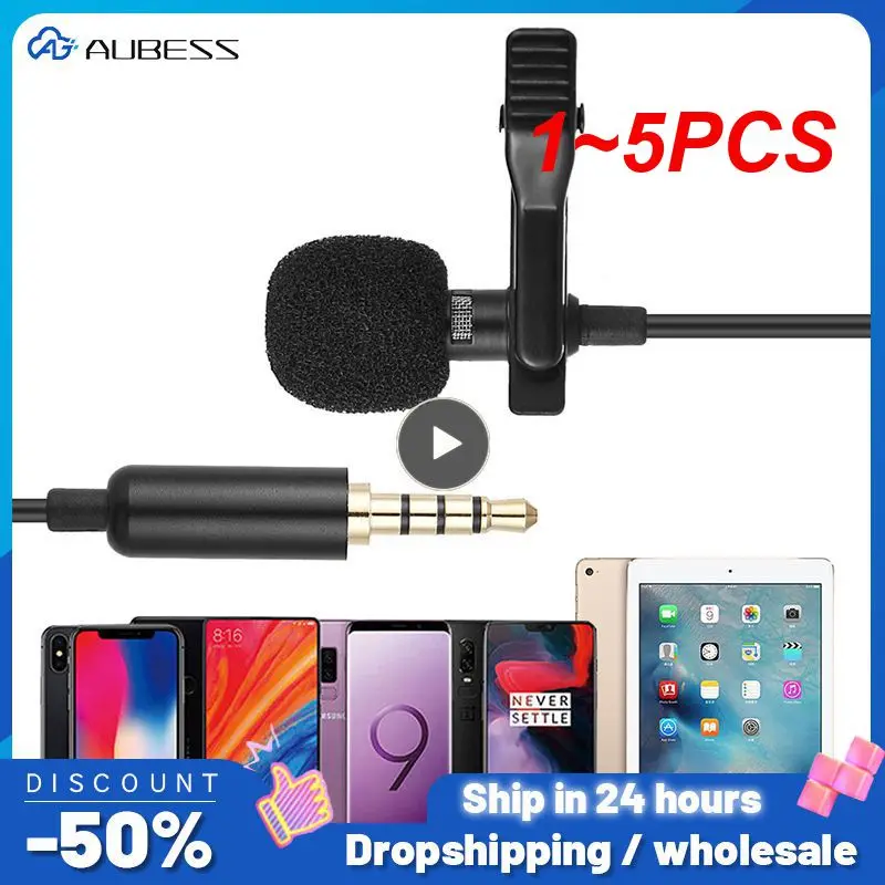 

1~5PCS Portable 1.5m Lavalier Mini Microphone Condenser Clip-on Lapel Mic Wired USB 3.5mm Type-C Microfon For Phone for