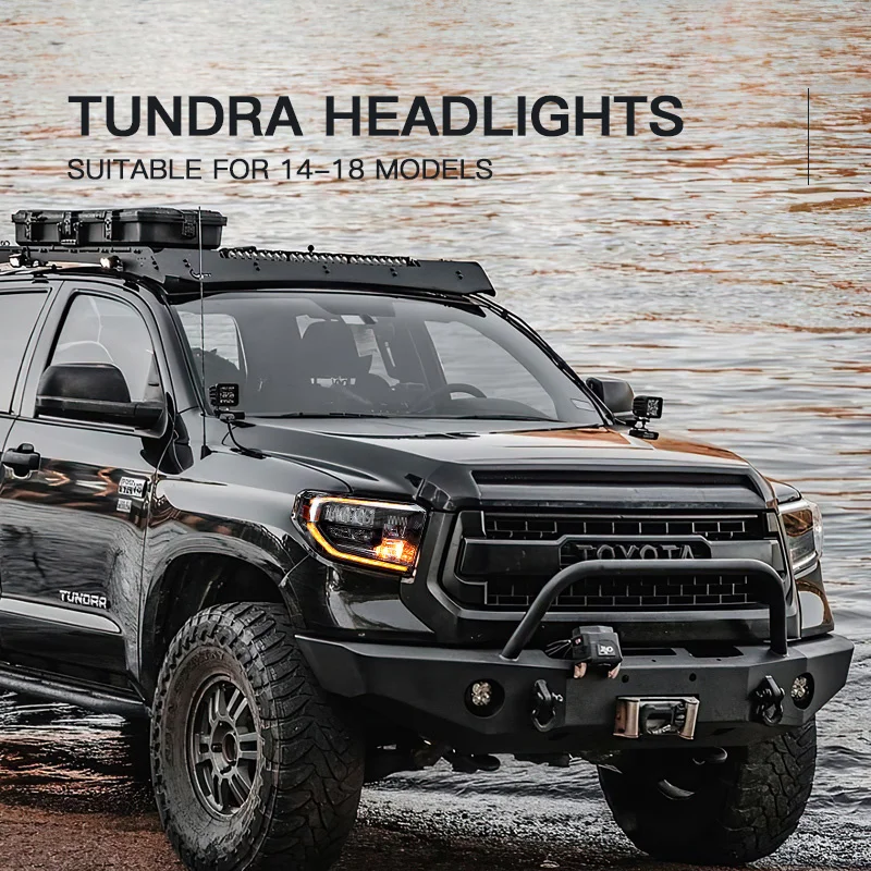 

For Toyota Tundra 2014-2021 Auto LED Headlight Auto Head lamp Reverse Brake Fog Front lights DRL Plug and Play IP67 2pcs/Set