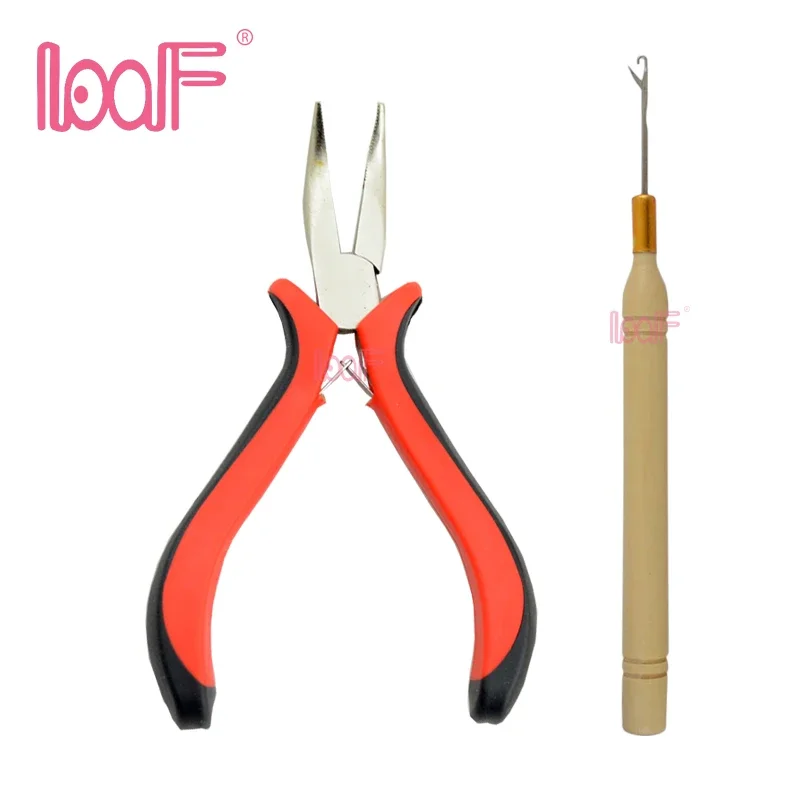 LOOF 100sets DIY Hair extensions pliers&Pulling Needle tools kit/ket set for micro rings/links/beads hair extension