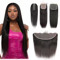 2x6 Lace Closure Human Hair Straight Human Hair Closure Frontal 4x4 5x5 Top Lace Closure Prepluck 13x4 Ear to Ear Lace Frontal 1