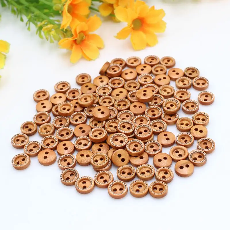 100 or 200pcs 8mm Mini Wooden Buttons for Crafts Sewing Accessories Handmade love letter scrapbook wedding decoration 4 Holes 3